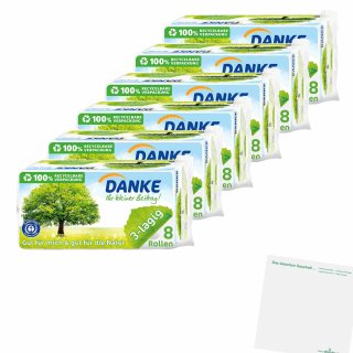 DANKE Toilettenpapier 8 Rollen x 150 Blatt 6er Pack (6x 8 Rollen) + usy Block