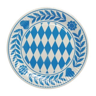 Papstar Teller Pappe Rund Oktoberfest Bayrisch Blau 23cm Durchmesser (10 Stck. Packung)