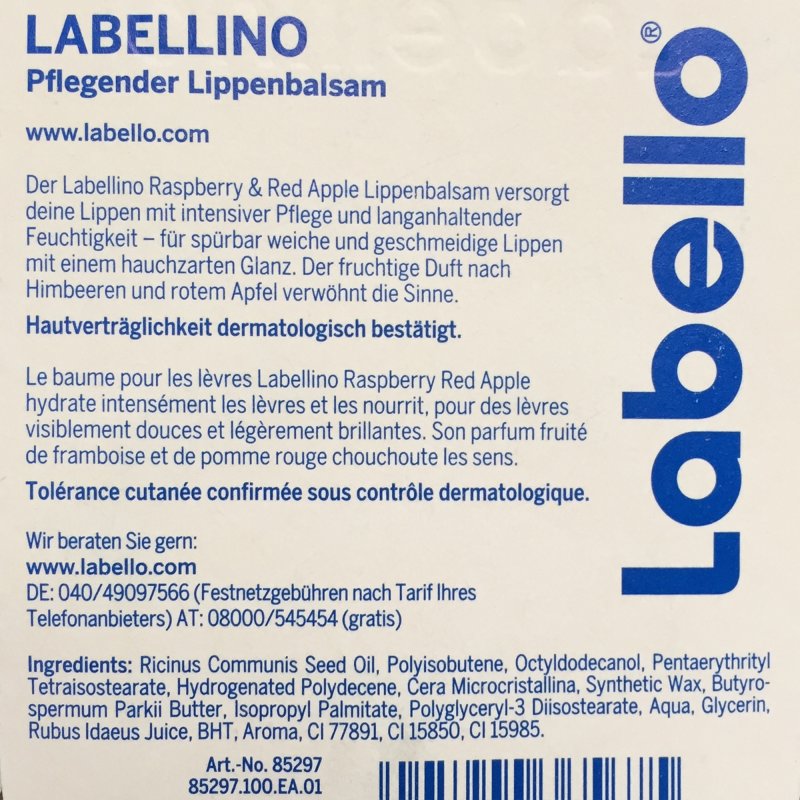 Labello Lippenpflege Labellino Raspberry & Red Apple 7 g (1er Pack)