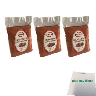 Hela Hackfleisch Fertigwürzung (3 Sets, 15 Beutel a 7g) plus usy Block
