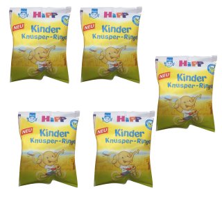 Hipp Snack Kinder Knusper-Ringe ab 1 Jahr, 25 g, 5er Pack...