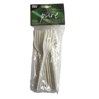 Papstar pure Gabeln aus dem Biokunststoff C-PLA 16,3cm (12 Stück)