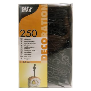 Papstar Deko-Picker 8,5 cm schwarz "Notenschlüssel", (250 Stück)