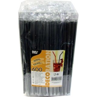 600 Trinkhalme, flexibel Ø 5 mm 24 cm schwarz einzeln gehüllt