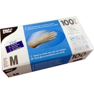 Papstar Handschuhe Vinyl puderfrei (Größe M, 100 Stck.)