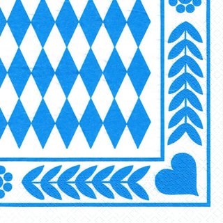 Papstar Servietten Oktoberfest bayrisch blau 33 x 33 cm, 3-lagig, 1/4-Falz (250 Stück)