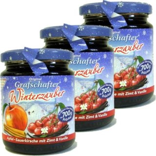 Grafschafter Original Fruchtaufstrich Winterzauber Apfel-Sauerkirsche mit Zimt und Vanille Office-Pack (3x 320 Gramm)