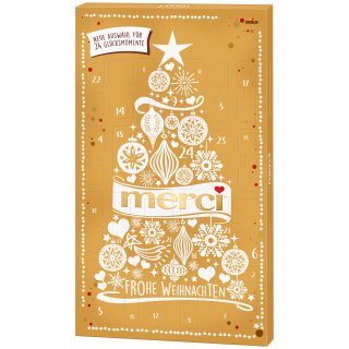 Merci Adventskalender, Merci Petits, Merci Crocant (Motiv:gold,Tanne)
