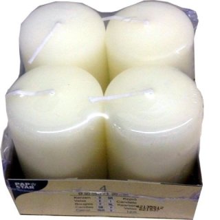 Papstar Stumpenkerzen "Ivory" (elfenbeinfarben), 4 Stck.