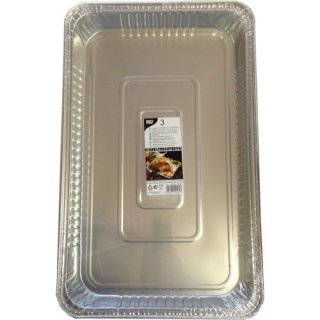 Gastronom-Behälter Aluminium GN 1/1 eckig 5.2 l 3er Pack (52,7cm x 32,6cm x 3,7cm)