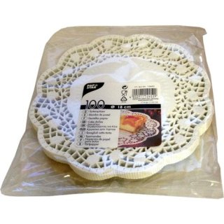 Papstar 100 Tortenspitzen (18cm) weiß