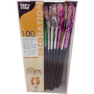 Papstar Trinkhalme "Feuerwerk", flexibel 24cmx5mm (100 Stck.)