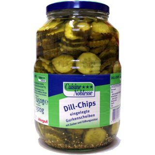 Gurkenscheiben Dill Chips, eingelegt (2650ml Glas) Gastro Qualität