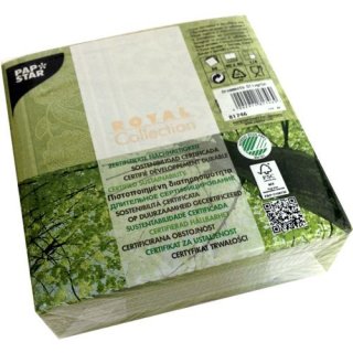 Papstar 50 Olivgrüne Servietten mit Ornamenten Royal Collection 40x40cm