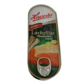 Hawesta Lachsfilet in Meerrettichsauce (125g Dose)