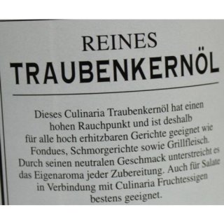 Culinaria Reines Traubenkernöl (1x1l Flasche)