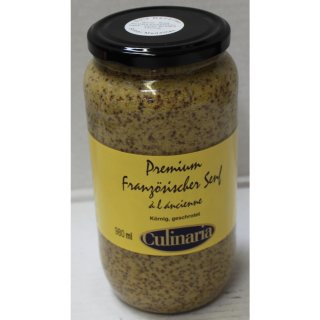 Culinaria Französischer Premium-Senf à la áncienne Körniger Senf (1X1l Glas)