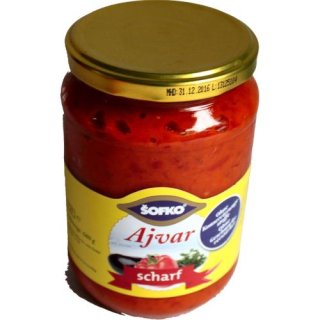 Sofko Ajvar Scharfe Paprikasauce (1x720ml Glas)