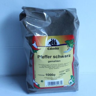 Columbia Pfeffer Schwarz und gemahlen (1kg Beutel)