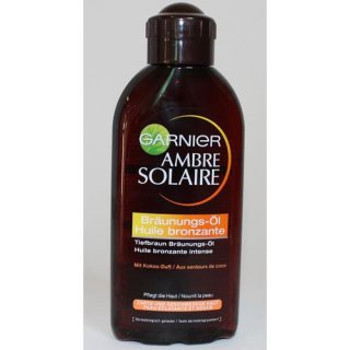 Garnier Ambre Solaire Bräunungsöl Tiefbraun mit Kokosduft (200ml Flasche)