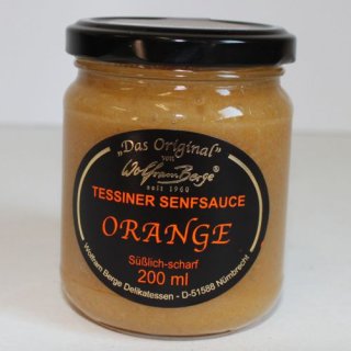 Tessiner Senfsauce Orange süßlich scharf (1x200ml Glas)