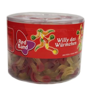 Red Band Willy das Würmchen Fruchtgummi Würmer (200stck. Runddose)