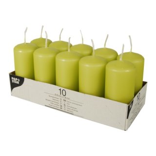 Pappstar Stumpenkerzen Kiwi, 40 x 90mm (10 Stück)