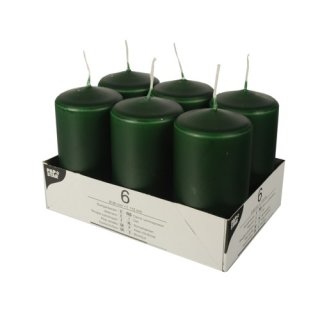 Pappstar Stumpenkerzen dunkel grün, 60 x 115mm (6 Stück)