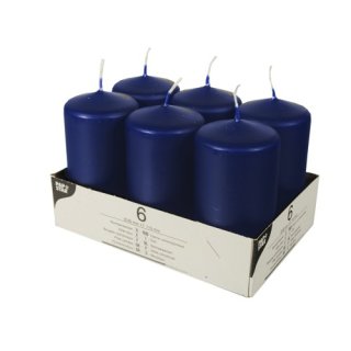 Pappstar Stumpenkerzen dunkel blau, 60 x 115mm (6 Stück)