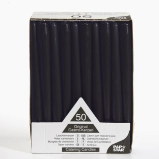 Pappstar Leuchterkerzen schwarz, 2,2 x 25cm (50 Stück)