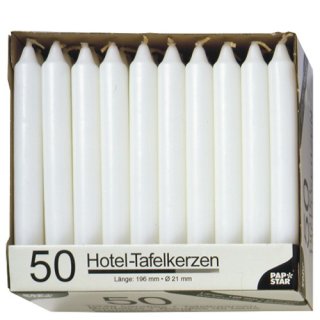 Papstar Tafelkerzen weiß , 2,1 x 19,6cm (50 Stück)