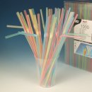 Papstar Trinkhalme transparent mit bunten Streifen 5mm x...