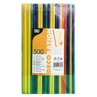 Papstar Jumbo Trinkhalme bunt, 8mm x 25cm (500 Stück)