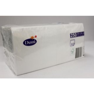 Duni Zelltuch Servietten Weiß dreilagig, 24x24cm (250 Stck. Packung)