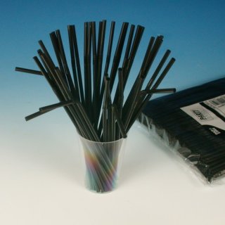 Papstar flex Trinkhalme schwarz, 24cm x 5mm 250 Stück