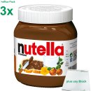 Ferrero Nutella 3er office Pack (3x450g Glas) plus usy Block