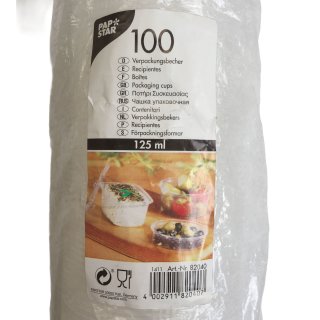 Papstar runde Verpackungsbecher transparent 125ml, 10,1 x 3,1 cm (100 Stück)