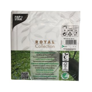 Papstar Servietten Royal Collection 1/4-Falz weiß New Mediterran, 40x40cm (50 Stück)