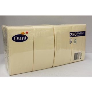 Duni Zelltuch Servietten Champagner 3lagig 33x33cm 1/8 Falz  (250 Stck. Packung)